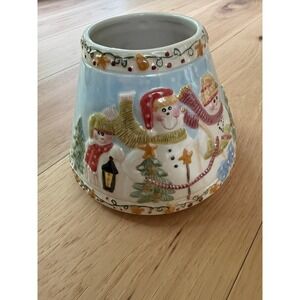 Yankee Candle Large Jar Shade Snowman Christmas Ceramic Holiday Festive 1030602